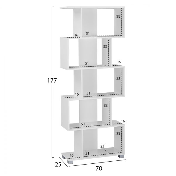 ΒΙΒΛΙΟΘΗΚΗ ΜΕΛΑΜΙΝΗΣ HM2385.04 ΛΕΥΚΗ 70x25x177 εκ. 2