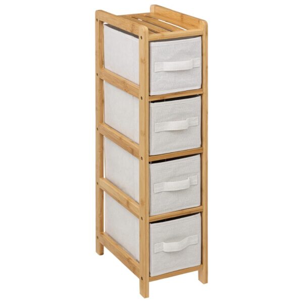 BAMBOO ΡΑΦΙΕΡΑ ΜΕ 4 ΛΕΥΚΑ ΥΦΑΣΜΑΤΙΝΑ ΡΑΦΙΑ 33x19x79cm 1
