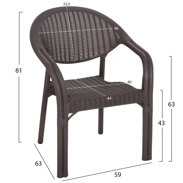 ΠΟΛΥΘΡΟΝΑ ΠΟΛΥΠΡΟΠΥΛΕΝΙΟΥ FB96158.06 BAMBOO LOOK-ΚΑΦΕ 63x59x81Υεκ. 2