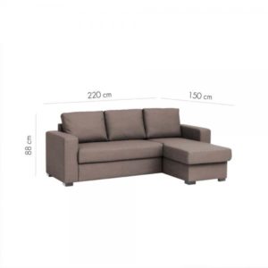 ALDO CRISTIANO ΚΑΝΑΠΕΣ ΚΡΕΒΑΤΙ ΓΩΝΙΑ ΑΝΑΣΤΡΕΨΙΜΗ TAUPE R461 220x150xH88cm