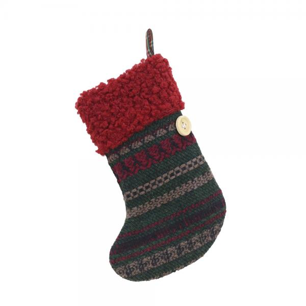 XMAS JOY SOCK ΔΙΑΚΟΣΜΗΤΙΚΟ ΥΦΑΣΜΑ ΚΟΚΚΙΝΟ ΠΡΑΣΙΝΟ 14xH17cm