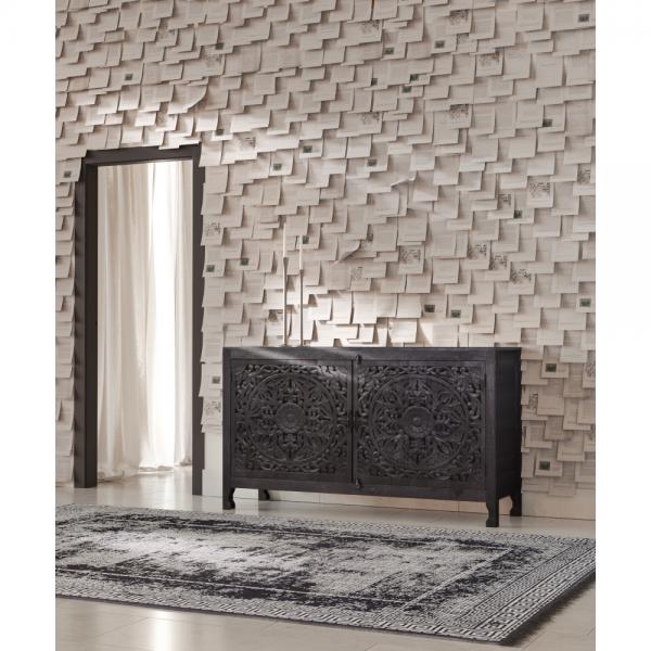 MEANDRA ΧΑΛΙ ΥΦΑΣΜΑ ΜΑΥΡΟ ΓΚΡΙ ΣΚΟΥΡΟ 200x300xH1cm