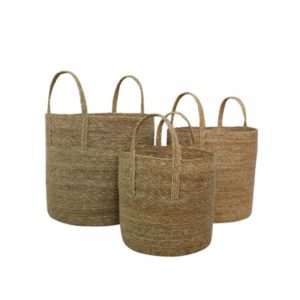 DEL MAR ΚΑΛΑΘΙ SET 3ΤΜΧ SEAGRASS ΦΥΣΙΚΟ 35x35xH35cm