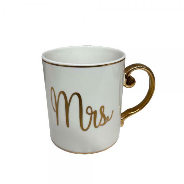 MRS LOVE ΚΟΥΠΑ NEW BONE CHINA ΛΕΥΚΟ ΧΡΥΣΟ D8xH9cm