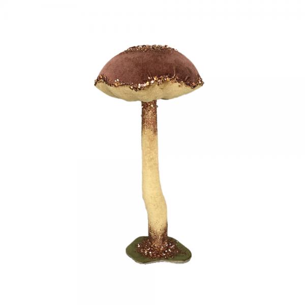 XMAS AGARICUS BROCADE S ΜΑΝΙΤΑΡΙ FOAM ΒΕΛΟΥΔΟ ΚΑΦΕ 23x23xH51cm