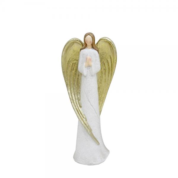 XMAS ANGEL FAITH A ΑΓΓΕΛΟΣ POLYRESIN ΛΕΥΚΟ ΧΡΥΣΟ 31x20xH77cm