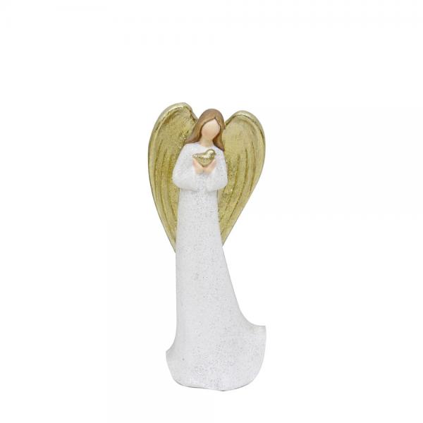 XMAS ANGEL FAITH B ΑΓΓΕΛΟΣ POLYRESIN ΛΕΥΚΟ ΧΡΥΣΟ 27x19xH63cm