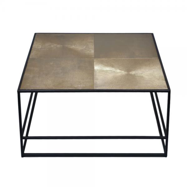 HADSTON COFFEE TABLE ΧΡΥΣΟ ΜΑΥΡΟ ΜΑΥΡΟ 80x80xH40cm