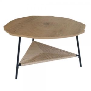 TREE COFFEE TABLE ΦΥΣΙΚΟ ΜΑΥΡΟ 80x80xH42cm