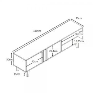 ALBERO TV STAND SONOMA DECAPE ΜΑΥΡΟ ΜΕ PATTERN 160x35xH45cm