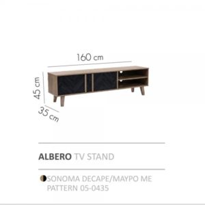 ALBERO TV STAND SONOMA DECAPE ΜΑΥΡΟ ΜΕ PATTERN 160x35xH45cm