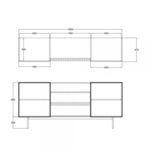 GROOVES ΜΠΟΥΦΕΣ 2ΠΟΡΤΕΣ 2ΣΥΡΤΑΡΙΑ ΚΑΡΥΔΙ ΓΚΡΙ 180x40xH80cm