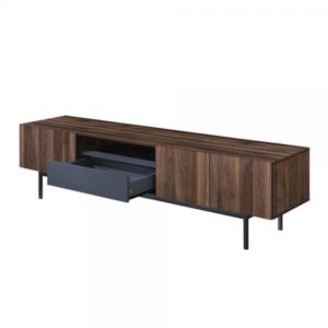 GROOVES TV STAND 3ΠΟΡΤΕΣ 1ΣΥΡΤΑΡΙ ΚΑΡΥΔΙ ΓΚΡΙ 180x40xH50cm