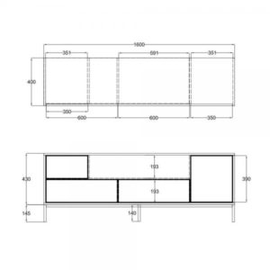 BLACKBIRD TV STAND RIVIERA OAK ΜΑΥΡΟ 160x40,5xH58cm