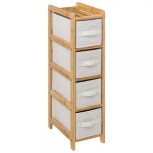 BAMBOO ΡΑΦΙΕΡΑ ΜΕ 4 ΛΕΥΚΑ ΥΦΑΣΜΑΤΙΝΑ ΡΑΦΙΑ 33x19x79cm