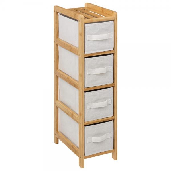 BAMBOO ΡΑΦΙΕΡΑ ΜΕ 4 ΛΕΥΚΑ ΥΦΑΣΜΑΤΙΝΑ ΡΑΦΙΑ 33x19x79cm