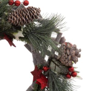 ΣΤΕΦΑΝΙ Xmas ΚΡΕΜΑΣΤΟ PVC ΠΡΑΣΙΝΟ & ΚΟΚΚΙΝΟ D32xP8cm