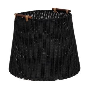 FARREN M, ΚΑΣΠΩ ΑΠΟ RATTAN ΜΑΥΡΟ D45xH38cm