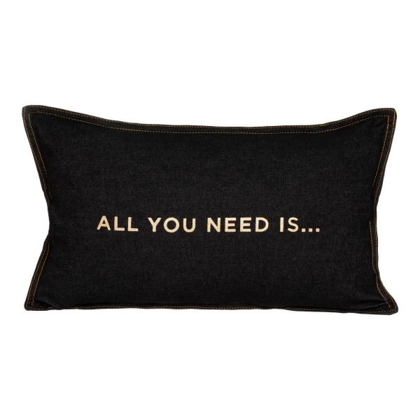 JEAN, ΜΑΞΙΛΑΡΙ ΜΕ ΤΥΠΩΜΕΝΟ ΣΧΕΔΙΟ "all you need is love", cotton ΜΑΥΡΟ 30x50cm