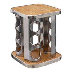 ΒΑΣΗ ΜΠΑΧΑΡΙΚΩΝ ΜΕ 12 ΔΟΧΕΙΑ INOX & BAMBOO ΜΠΕΖ 23x18cm