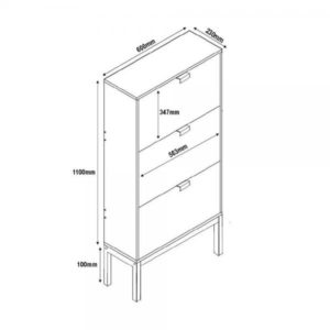 ROMBUS ΠΑΠΟΥΤΣΟΘΗΚΗ 3ΠΟΡΤΕΣ ΜΑΥΡΟ SONOMA ΛΕΥΚΟ ΜΕ PATTERN 60x23xH120cm