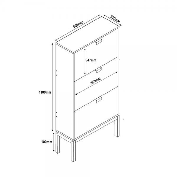 ROMBUS ΠΑΠΟΥΤΣΟΘΗΚΗ 3ΠΟΡΤΕΣ ΜΑΥΡΟ SONOMA ΛΕΥΚΟ ΜΕ PATTERN 60x23xH120cm