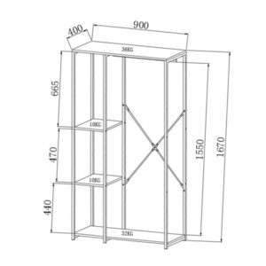 MODE ΝΤΟΥΛΑΠΑ SONOMA ΜΑΥΡΟ 90x40xH167cm