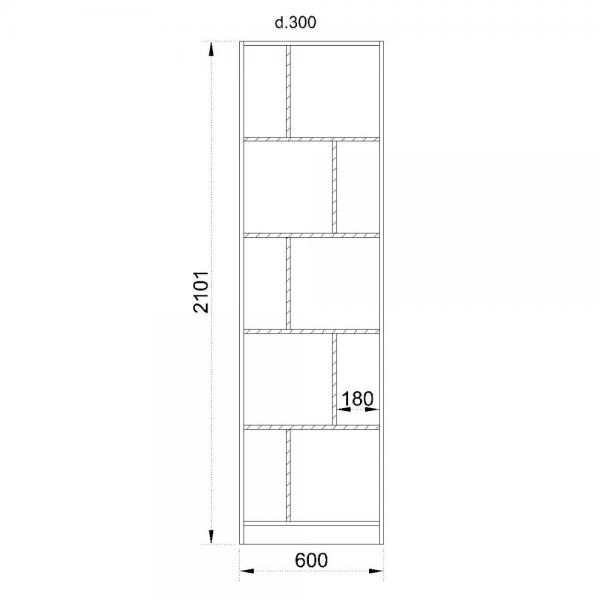 MAZE 60 ΒΙΒΛΙΟΘΗΚΗ ΨΗΛΗ SONOMA ΓΚΡΙ ΣΚΟΥΡΟ 60x30xH210cm