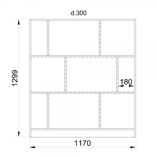 MAZE 117 ΒΙΒΛΙΟΘΗΚΗ ΧΑΜΗΛΗ SONOMA ΓΚΡΙ ΣΚΟΥΡΟ 117x30xH130cm