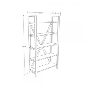 FERRO ΒΙΒΛΙΟΘΗΚΗ 5ΡΑΦΙΑ SONOMA ΜΑΥΡΟ 90x34xH180cm