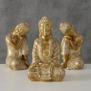 BUDDHA C, ΔΙΑΚΟΣΜΗΤΙΚΟΣ ΒΟΥΔΑΣ POLYRESIN ΧΡΥΣΟΣ W10xH18cm