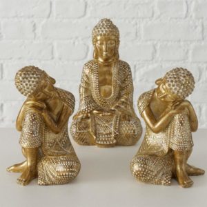 BUDDHA C, ΔΙΑΚΟΣΜΗΤΙΚΟΣ ΒΟΥΔΑΣ POLYRESIN ΧΡΥΣΟΣ W10xH18cm