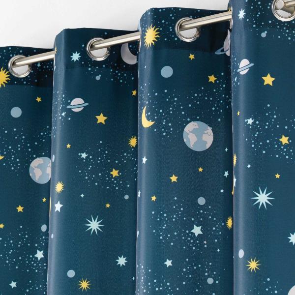 ASTRONAUTE, ΠΑΙΔΙΚΗ ΚΟΥΡΤΙΝΑ POLYESTER ΜΠΛΕ 140x260cm