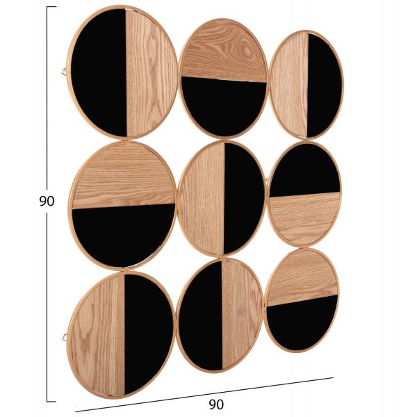 ΔΙΑΚΟΣΜΗΤΙΚΟ ΤΟΙΧΟΥ ΜΕΤΑΛΛΟ ΣΕ ΧΡΥΣΟ-MDF ΣΕ ΦΥΣΙΚΟ-ΜΑΥΡΟ 90x90 εκ.