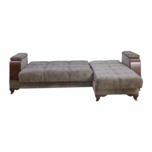ΓΩΝΙΑΚΟΣ ΚΑΝΑΠΕΣ ΚΡΕΒΑΤΙ ΚΑΦΕ ΓΚΡΙ 227x155x80 εκ.