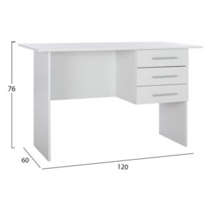 ΓΡΑΦΕΙΟ ΜΕΛΑΜΙΝΗΣ ENSLEY ΜΕ 3 ΣΥΡΤΑΡΙΑ ΛΕΥΚΟ 120X60X76 εκ.