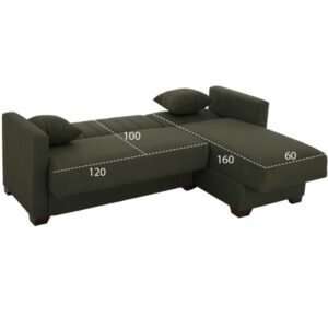 ΚΑΝΑΠΕΣ ΚΡΕΒΑΤΙ ΓΩΝΙΑ ΑΝΑΣΤΡΕΨΙΜΗ DARK OLIVE 200x133x77Yεκ.