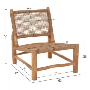 ΚΑΡΕΚΛΑ LONDER ΞΥΛΟ TEAK ΣΕ ΦΥΣΙΚΟ ΚΑΙ ΣΥΝΘΕΤΙΚΟ RATTAN 63x77x77Υεκ.