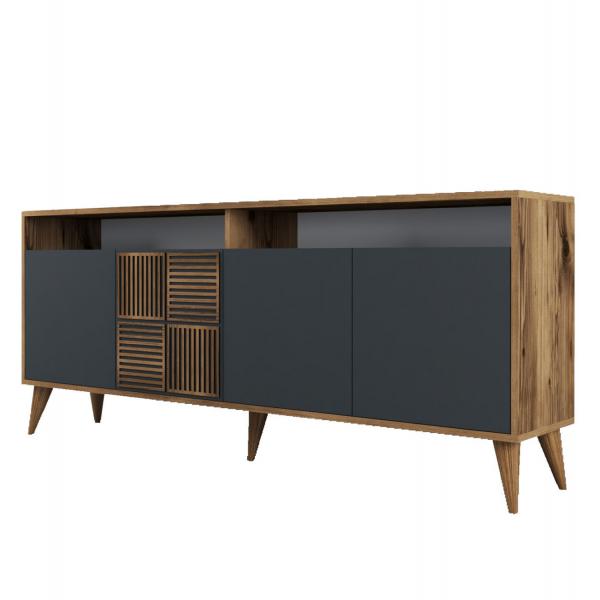 ΜΠΟΥΦΕΣ ΜΕΛΑΜΙΝΗΣ ΣΕ ΚΑΡΥΔΙ ΜΕ ΑΝΘΡΑΚΙ ΠΟΡΤΕΣ 180x35x78.6Υεκ.FB99431.01