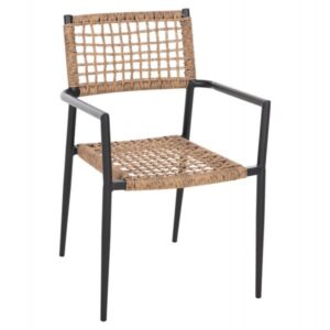 ΠΟΛΥΘΡΟΝΑ TRILAN ΑΛΟΥΜΙΝΙΟ ΜΑΥΡΟ ΜΕ ΣΥΝΘΕΤΙΚΟ RATTAN ΦΥΣΙΚΟ 57x59x85Υεκ.