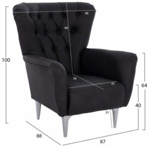 ΠΟΛΥΘΡΟΝΑ ΜΠΕΡΖΕΡΑ Τ. CHESTERFIELD ΣΕ ΧΡΩΜΑ ΜΑΥΡΟ 87x88x100 εκ.
