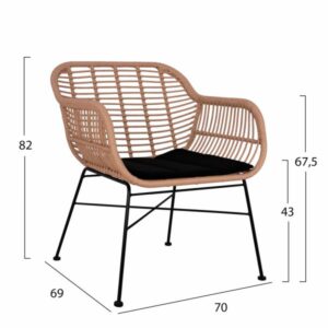 ΣΕΤ ΣΑΛΟΝΙ 4ΤΜΧ ALLEGRA ΜΕΤΑΛΛΟ & WICKER ΣΕ ΜΠΕΖ ΧΡΩΜΑ