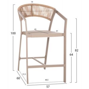 ΣΚΑΜΠΟ ΑΛΟΥΜΙΝΙΟΥ ΣΑΜΠΑΝΙ ΜΕΣ. ΥΨΟΥΣ-ΜE RATTAN & TΕΧΤLINE 57x60x100Yεκ.