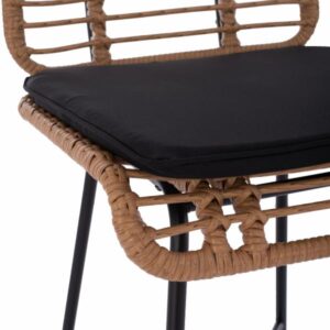 ΣΚΑΜΠΟ ΜΕΤΑΛΛΙΚΟ EDDIE ΜΕ ΜΑΞΙΛΑΡΙ ΜΕ WICKER ΜΠΕΖ 45Χ46.5Χ115Υ εκ.