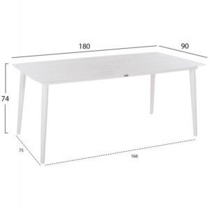 ΤΡΑΠΕΖΙ ΑΛΟΥΜΙΝΙΟΥ ΟΡΘΟΓΩΝΙΟ JEROM ΛΕΥΚΟ 180X90X74Υεκ.