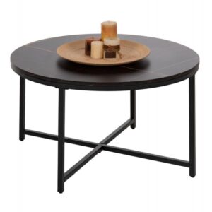 ΤΡΑΠΕΖΙ ΣΑΛΟΝΙΟΥ BLACK MARBLE ΜΕΛΑΜΙΝΗ-ΜΑΥΡΗ ΜΕΤΑΛΛΙΚΗ ΒΑΣΗ Φ80x48,5Yεκ.