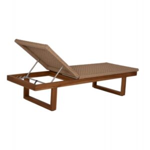 ΞΑΠΛΩΣΤΡΑ PATRON TEAK ΞΥΛΟ ΚΑΙ ΣΧΟΙΝΙ VIRO ΣΕ ΠΛΕΞΗ WICKER 191x65x86Yεκ.