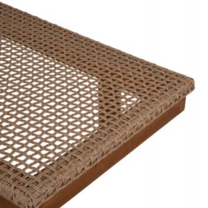 ΞΑΠΛΩΣΤΡΑ PATRON TEAK ΞΥΛΟ ΚΑΙ ΣΧΟΙΝΙ VIRO ΣΕ ΠΛΕΞΗ WICKER 191x65x86Yεκ.