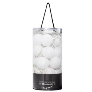 ΦΩΤΑΚΙΑ ΓΙΡΛΑΝΤΑ, ΡΕΥΜΑΤΟΣ LED 20 ΜΠΑΛΕΣ D6xL435cm, COTTON PVC ΛΕΥΚΑ