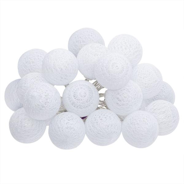 ΦΩΤΑΚΙΑ ΓΙΡΛΑΝΤΑ, ΡΕΥΜΑΤΟΣ LED 20 ΜΠΑΛΕΣ D6xL435cm, COTTON PVC ΛΕΥΚΑ